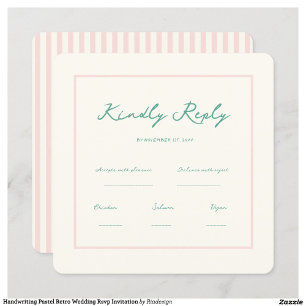 Handwriting Pastel Retro Wedding Rsvp Einladung