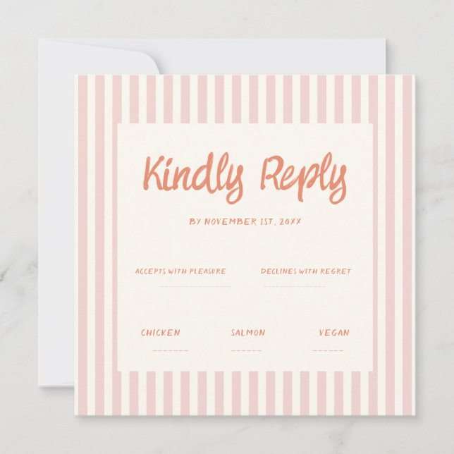 Handwriting Pastel Retro Wedding Rsvp Einladung (Vorderseite)
