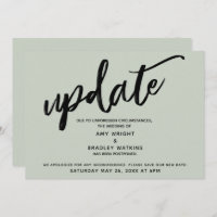 Handwriting Postpected Wedding Update Sage Card