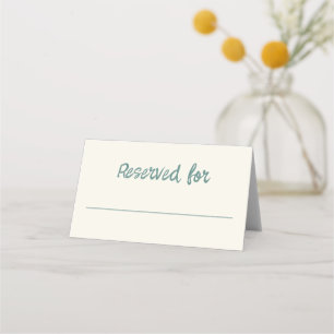 Handwriting Retro Green Blue Wedding Table Platzkarte