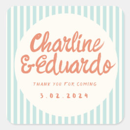 Handwriting RetroWedding Rechteckheber Quadratischer Aufkleber