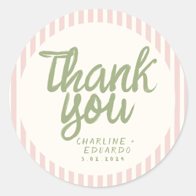 Handwriting RetroWedding Rechteckheber Runder Aufkleber (Vorderseite)