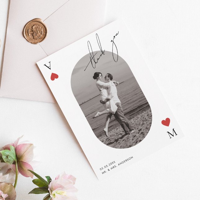 Handwriting Script Casino Vegas Wedding Dankeskarte (Von Creator hochgeladen)