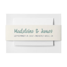 Handwriting Script Green Blue Retro Wedding