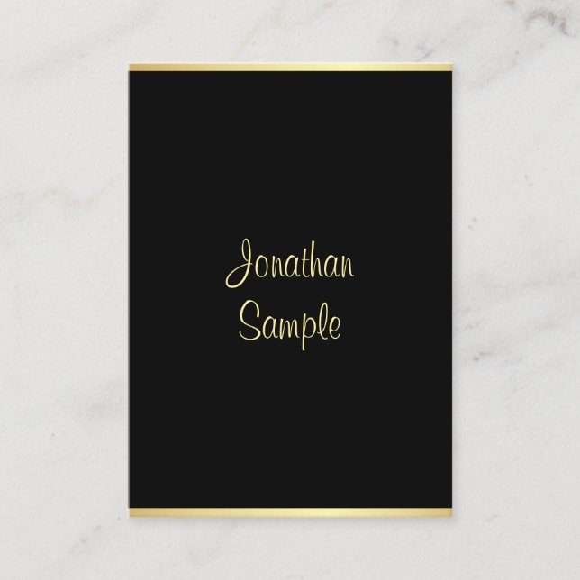 Handwriting Script Name Black Gold Modern Template Visitenkarte (Vorderseite)