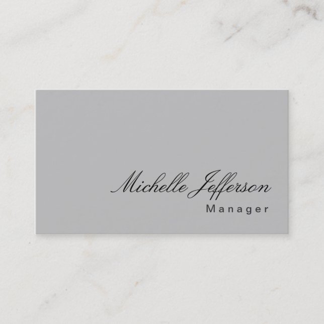 Handwriting Script Silver Gray Business Card Visitenkarte (Vorderseite)