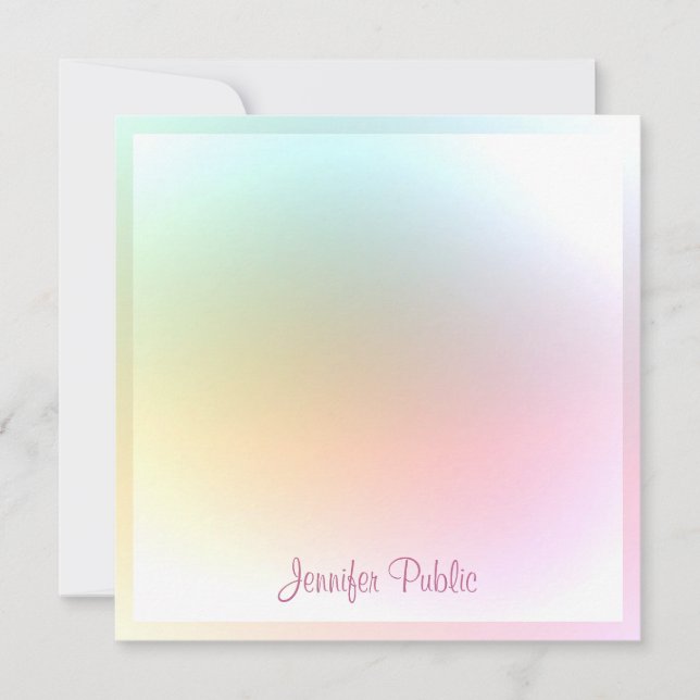 Handwriting Script Text Moderne Elegante Farben Mitteilungskarte (Vorderseite)