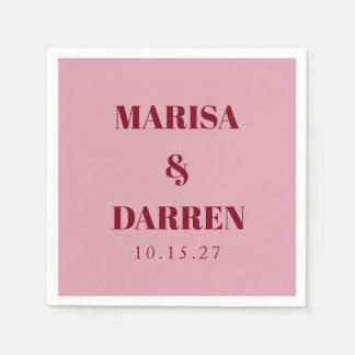 Handwriting Script Whisky Red Pink Custom Wedding Serviette