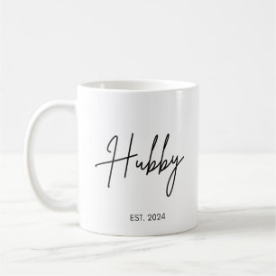 Handwriting Simple Hubby Wifey Wedding Date Couple Kaffeetasse