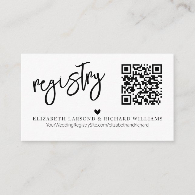 Handwriting Simple Modern Wedding Registry QR Begleitkarte (Vorderseite)