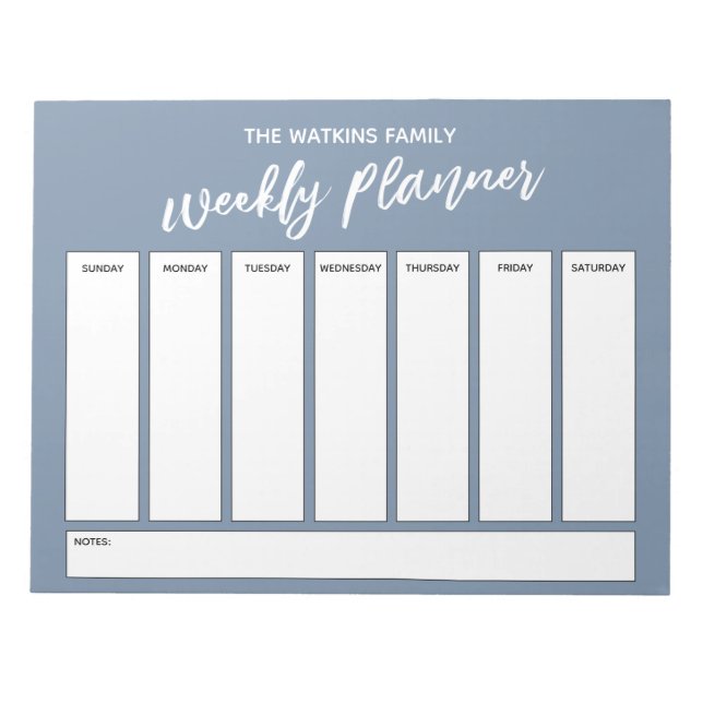 Handwriting Simple Weekekly Planner Denim Blue Notizblock (Vorderseite)