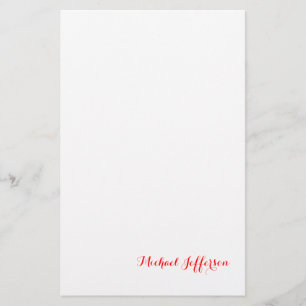 Handwriting-Skript Elegant Schlicht Simple Red Whi Briefpapier