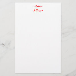 Handwriting-Skript Elegant Schlicht Simple Red Whi Briefpapier