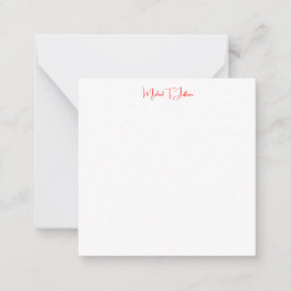 Handwriting-Skript Elegant Schlicht Simple Red Whi Mitteilungskarte