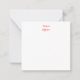 Handwriting-Skript Elegant Schlicht Simple Red Whi Mitteilungskarte