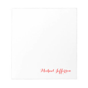 Handwriting-Skript Elegant Schlicht Simple Red Whi Notizblock