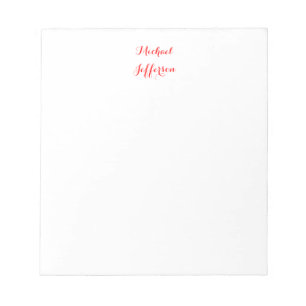 Handwriting-Skript Elegant Schlicht Simple Red Whi Notizblock