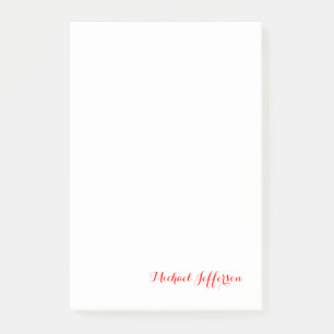 Handwriting-Skript Elegant Schlicht Simple Red Whi Post-it Klebezettel