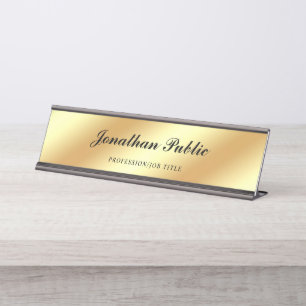 Handwriting Skript Elegante Gold Moderne Vorlage Schreibtischnamensplakette