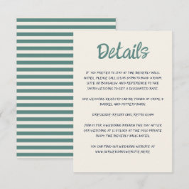 Handwriting-Skript Quirky Green Blue Retro Hochzei Begleitkarte