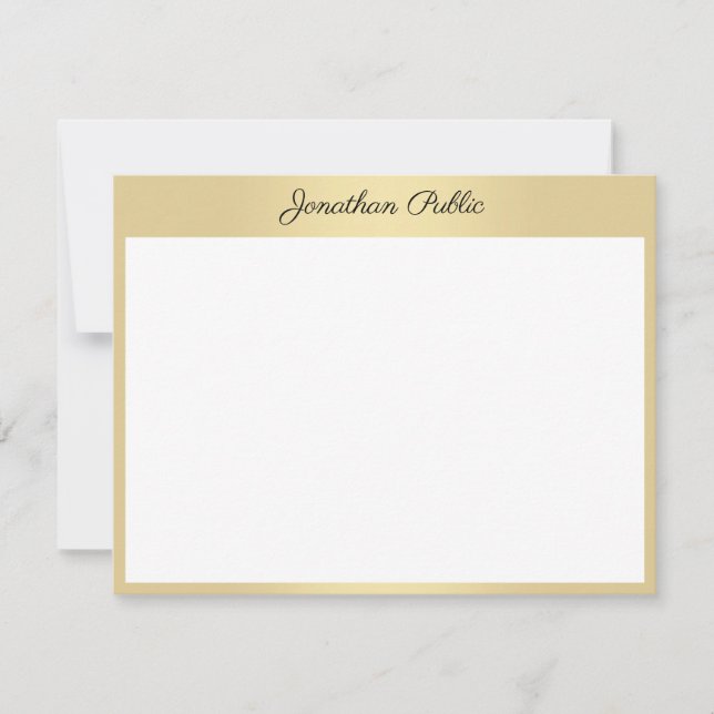 Handwriting-Skriptname Elegante-Gold-Vorlage Mitteilungskarte (Vorderseite)