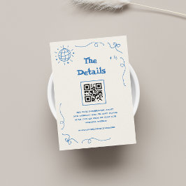 Handwriting Style Script QR Code Hochzeitdetails Begleitkarte