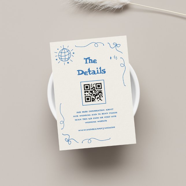 Handwriting Style Script QR Code Hochzeitdetails Begleitkarte (Von Creator hochgeladen)