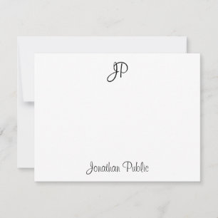 Handwriting Text Monogram Classic Template Black Mitteilungskarte