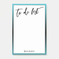 Handwriting to do List Aqua Black Ombre Border