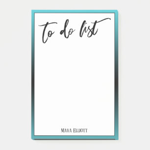 Handwriting to do List Aqua Black Ombre Border Post-it Klebezettel