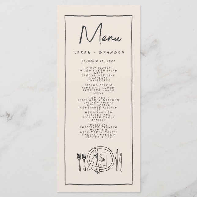 Handwriting Typografy Retro Wedding Menu Menükarte (Vorderseite)