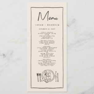 Handwriting Typografy Retro Wedding Menu Menükarte