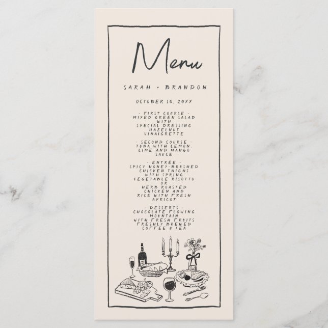 Handwriting Typografy Retro Wedding Menu Menükarte (Vorderseite)