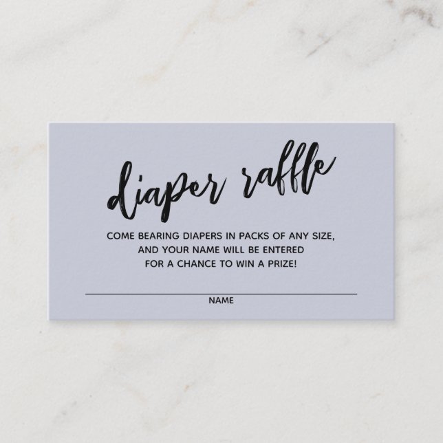 Handwriting Windeln Raffle Ticket Dusty Blue Begleitkarte (Vorderseite)