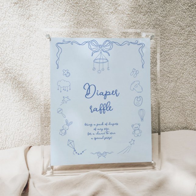 Handwritten Baby Shower, Boy Diaper Raffle Poster (Von Creator hochgeladen)