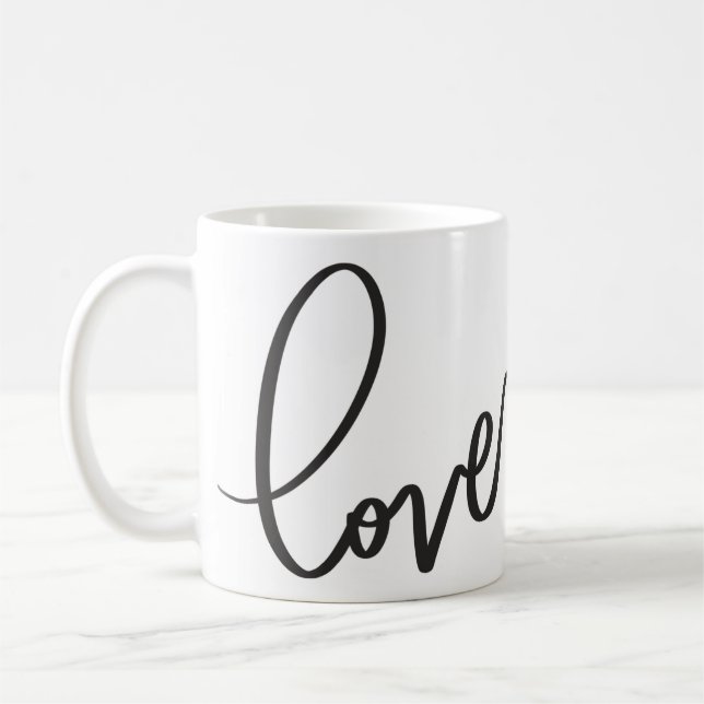 Handwritten Calligraphy Script love  Kaffeetasse (Links)
