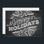 Handwritten Chalkboard Happy Holidays 5x7 Card Feiertagskarte<br><div class="desc">Holiday greetings (here "Happy Holidays") are displayed on this unique and trendy chalkboard style Christmas card. The handwritten typography looks like chalk on blackboard, the chalky Christmas bildliche Elemente (pine Zweige, berries) are arranged in a decorative circle pattern. You can customize the back with your own names and message. With...</div>