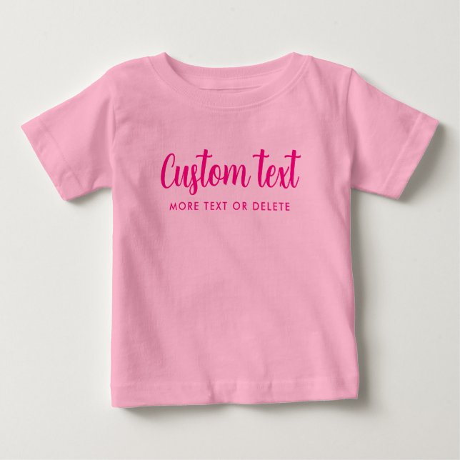 Handwritten Custom Text Photo Template Pink Baby T-shirt (Vorderseite)