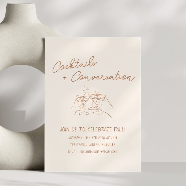 Handwritten Doodles Cocktails Autumn Party  Einladung (Von Creator hochgeladen)