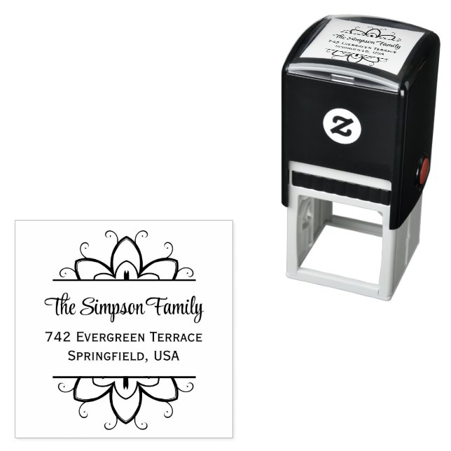 Handwritten Family Address Stamp with Wildflowers Permastempel (Beispiel)