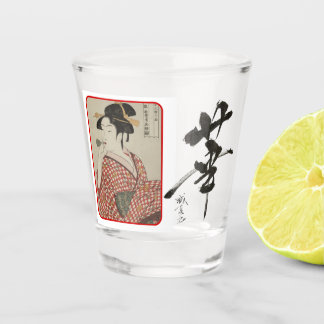 Handwritten Kanji & Ukiyo-e Shot Glass by Jyhoca Schnapsglas