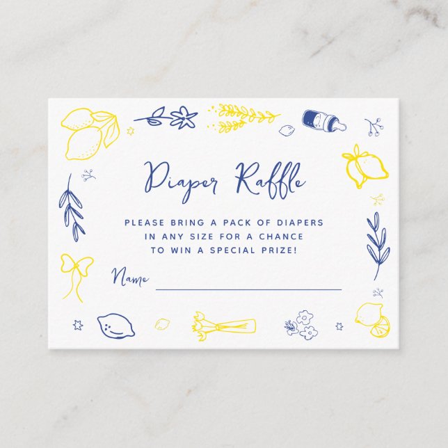 Handwritten Main Squeeze Italian Diaper Raffle Begleitkarte (Vorderseite)