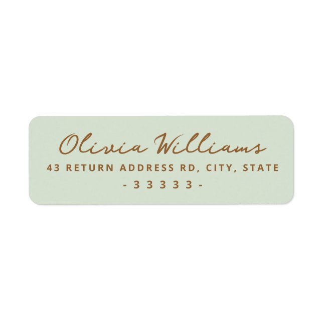 Handwritten script light sage green return address (Vorne)