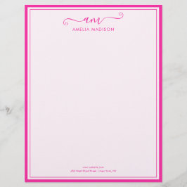 Handwritten Script Vibrant Pink Letterhead Briefbogen