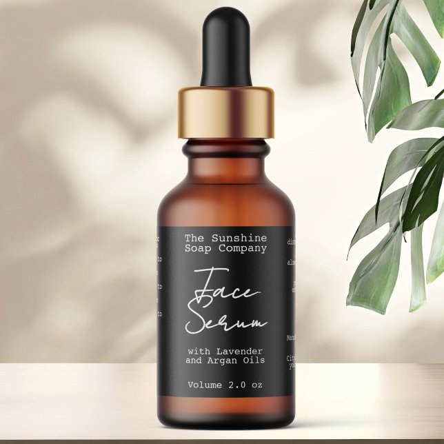 Handwritten Typed Look Black Dropper Bottle Label Adressaufkleber (Von Creator hochgeladen)