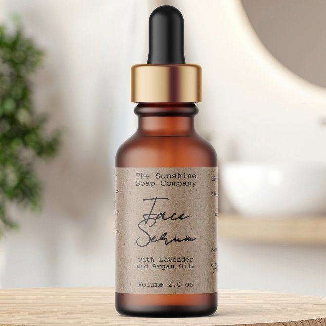 Handwritten Typed Look Kraft Dropper Bottle Label Adressaufkleber (Von Creator hochgeladen)