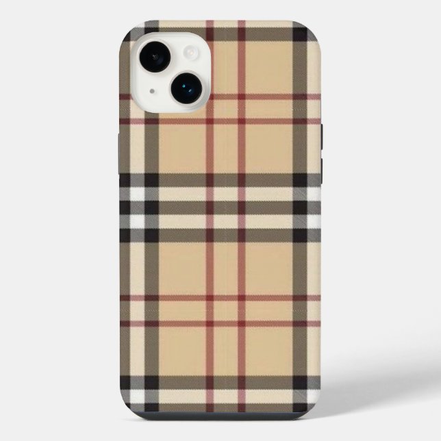 Handy Case Beige Kariert iPhone Hülle (Rückseite)