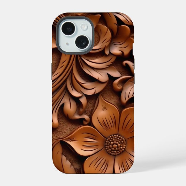 Handy-Case für begehbaren Western Blumenholz iPhone 15 Hülle (Rückseite)