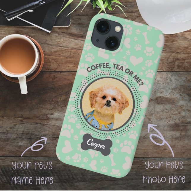 Handy-Case für Haustiere - "Kaffee, Tee oder ich?" Case-Mate iPhone Hülle (Personalized your phone case with your beloved pet's photo and name with one click.)