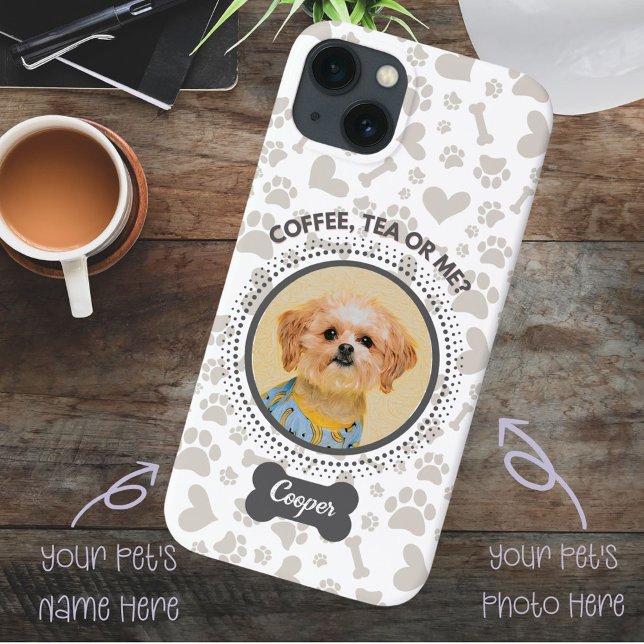 Handy-Case für Haustiere - "Kaffee, Tee oder ich?" Case-Mate iPhone Hülle (Perfect gift to pet lovers, you can customize your pet's photo and name easily with one click.)